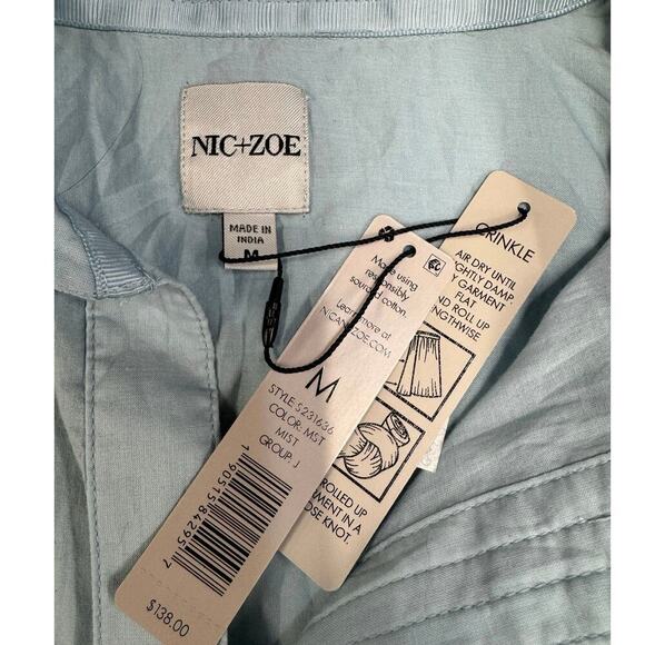 Nic + Zoe Blue Crinkle Shirt Button Up NWT Size M - Picture 14 of 15
